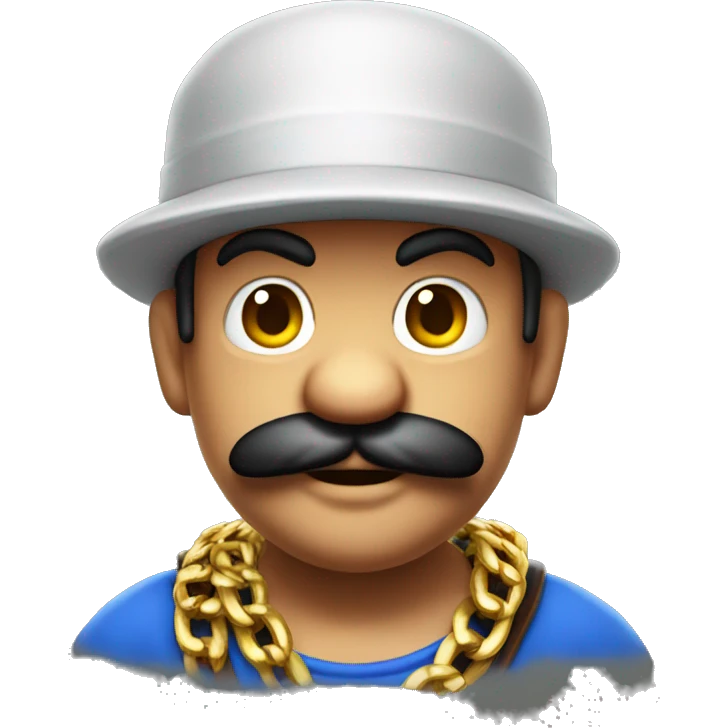 Mario with a gangster chain emoji