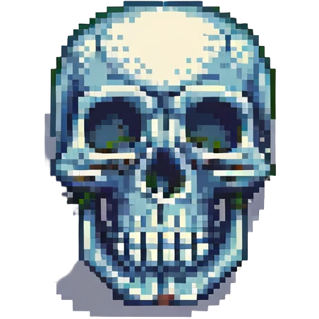skeleton head, pixel art style emoji