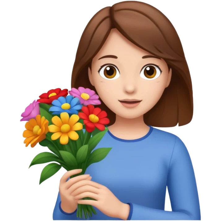 throwing bouquet by girl with b down hair emoji