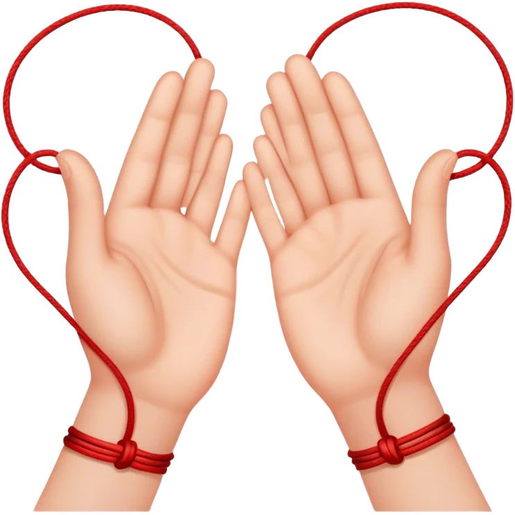 two hands connected by red string  emoji