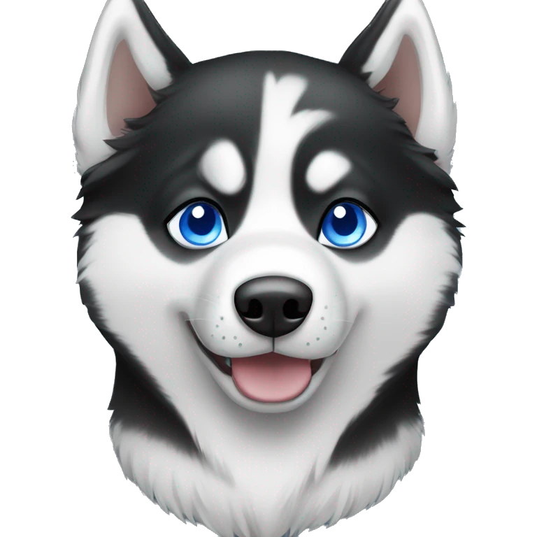 Black and white Siberian husky with blue eyes emoji