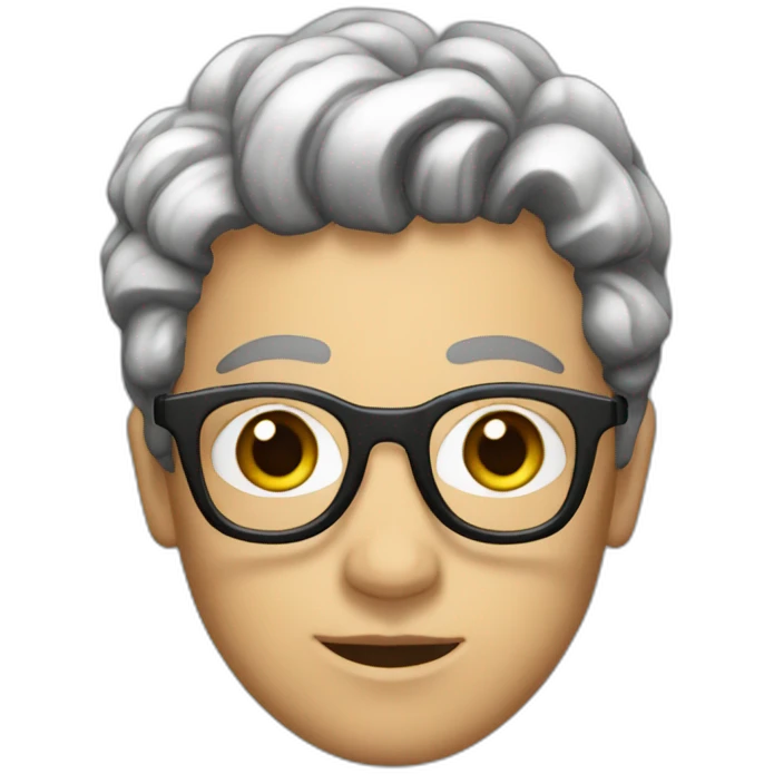 a mab with white barb and brown hair with glasses emoji