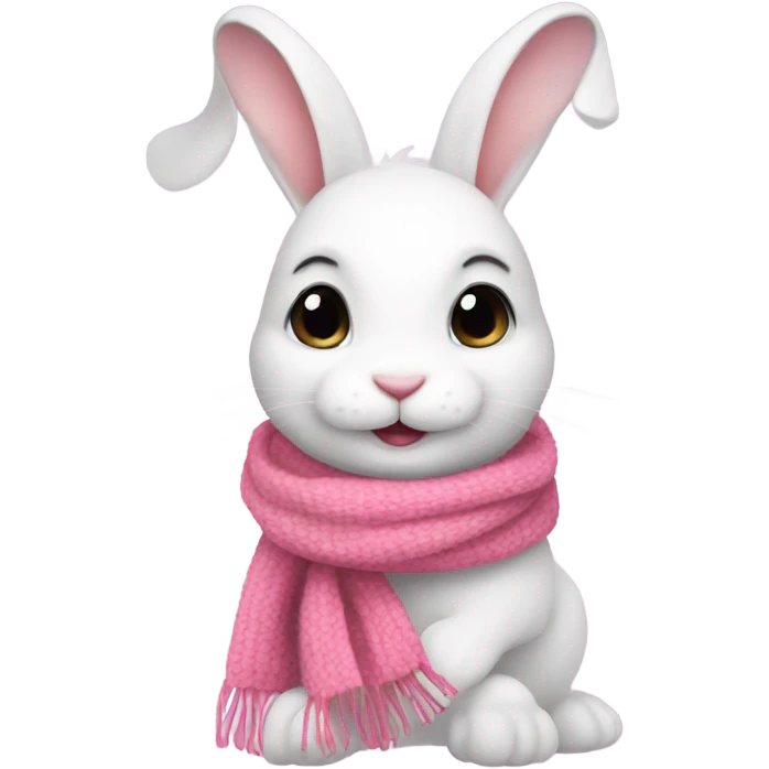 white bunny with pink scarf emoji