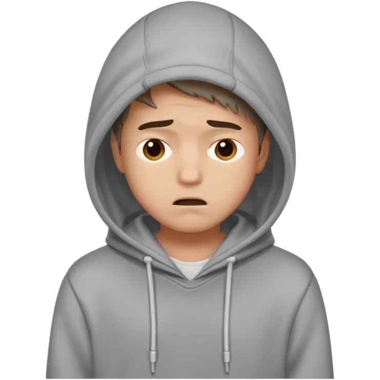 mach mir einen gestressten jungen typen in hoodie der nicht glücklihc aussieht emoji