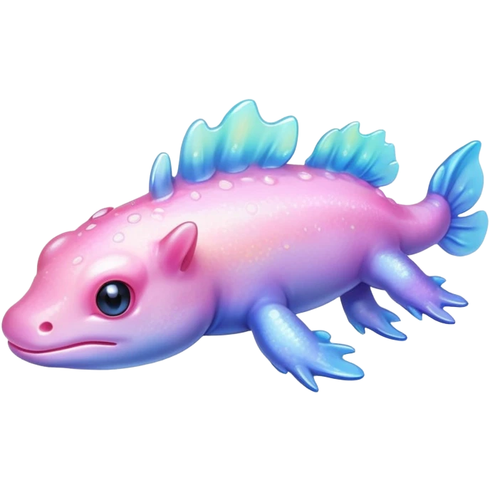 Sparkly glossy Pastel iridescent axolotl emoji