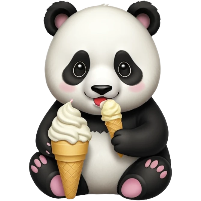 Panda eating ice cream emoji