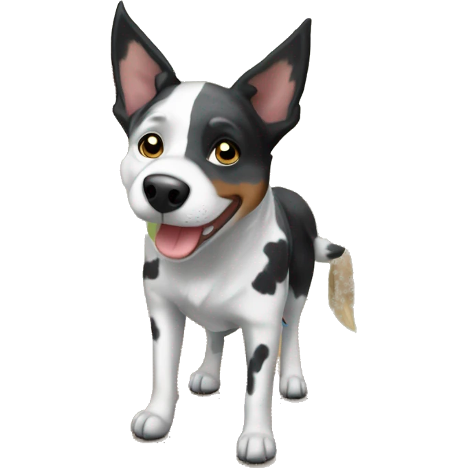 Black and white spotted Australian cattle dog on a farm emoji