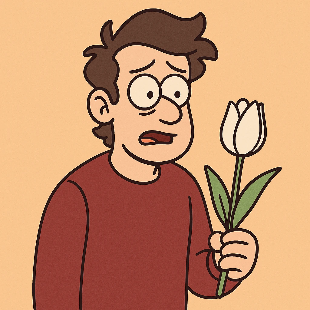 white tulip flat toon style emoji