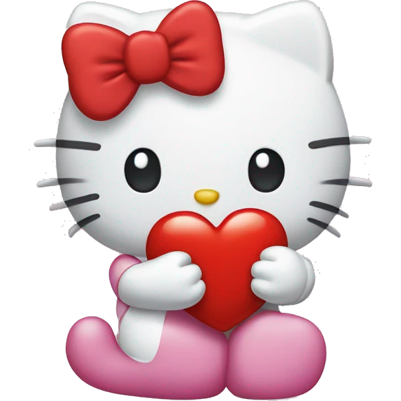 hello kitty holding a heart  emoji