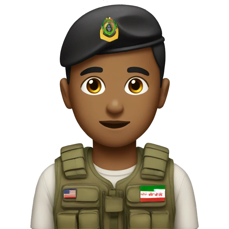 Iraq boy with a military vest emoji