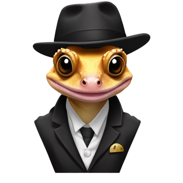 Crested Gecko in a gangster outside emoji