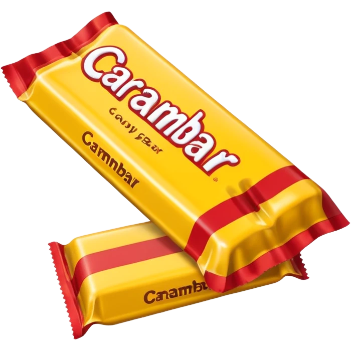 Carambar candy bar with wrapper, yellow and red stripes, simple, bright colors emoji