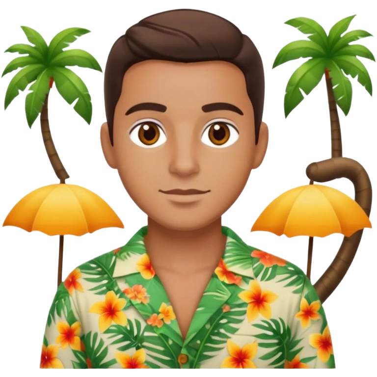 Me With a tropical background with clothes and brown eyes emoji