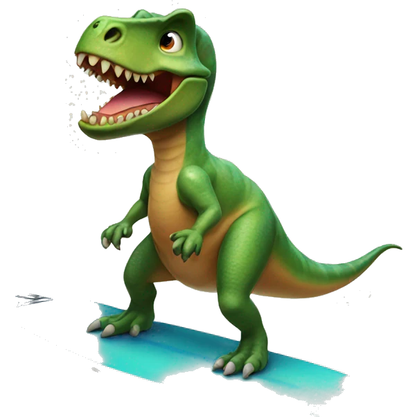 Dinosaur on a surfboard emoji