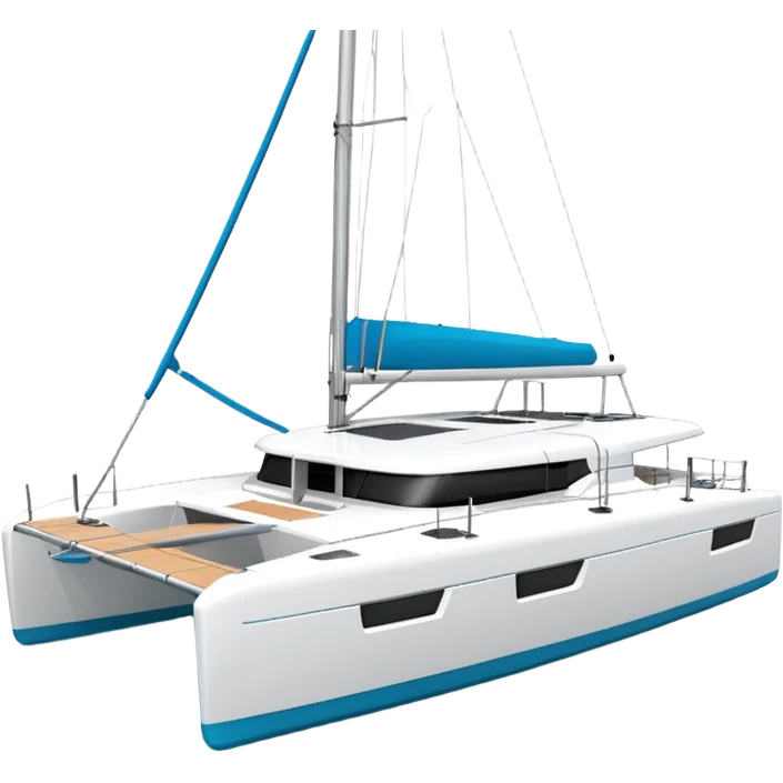 A lagoon 42 catamaran with no wording or letters on the boat. In a solid white background. The whole boat is in frame emoji