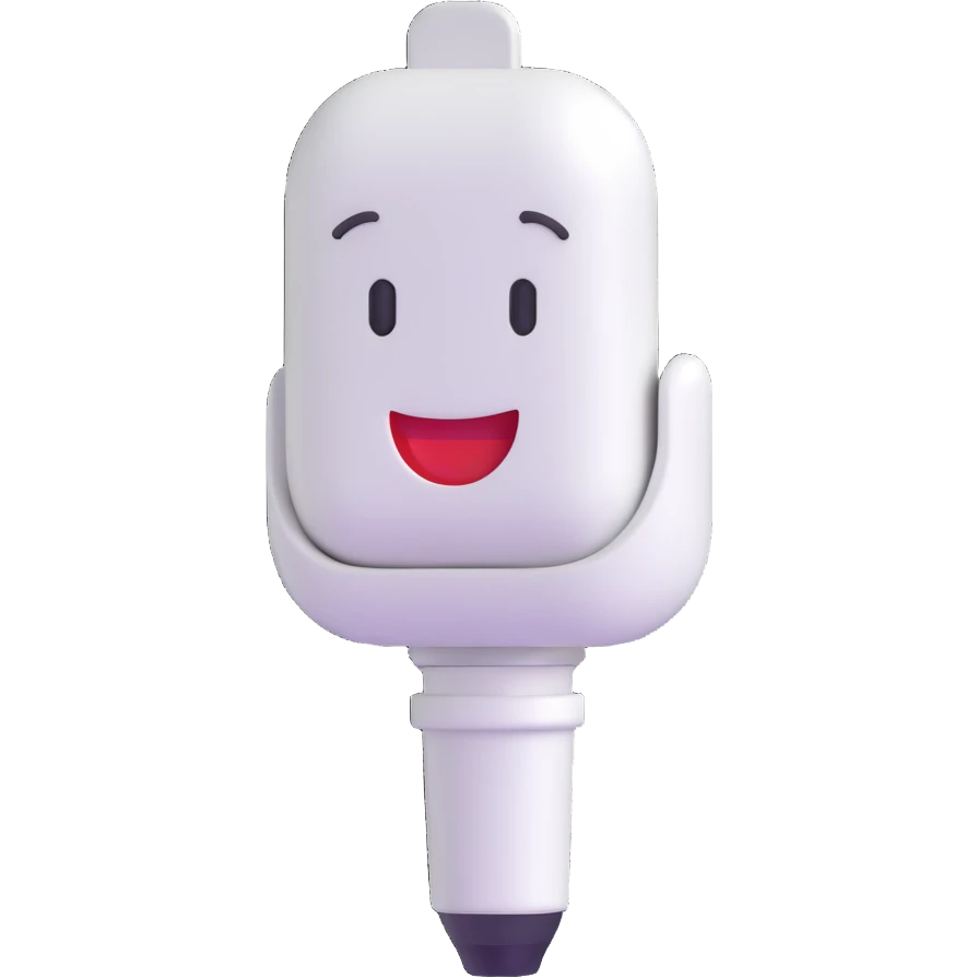 Change the microphone body color to white, keep the happy face and 3D emoji style, preserve the rest of the design. emoji
