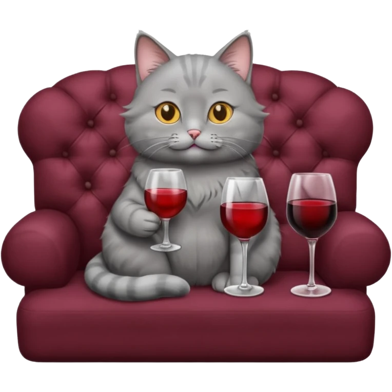 gray Cat sitting On A Couch With Wine emoji