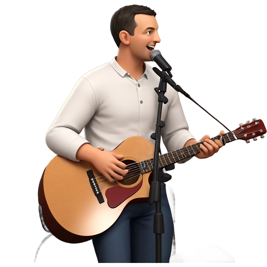 boy singing with guitar indoors emoji