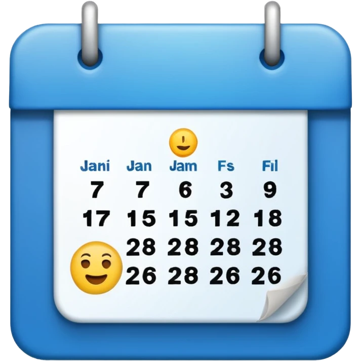 January calendar flat emojy style just writte Jan 2026 emoji