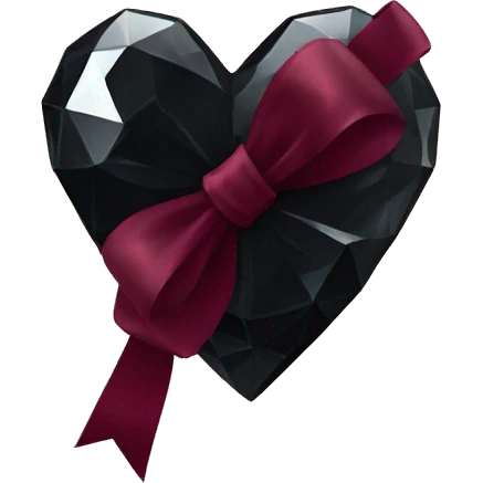 crystal black heart wrapped in a burgundy bow emoji