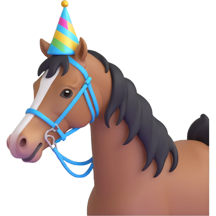 horse wearing a party hat emoji