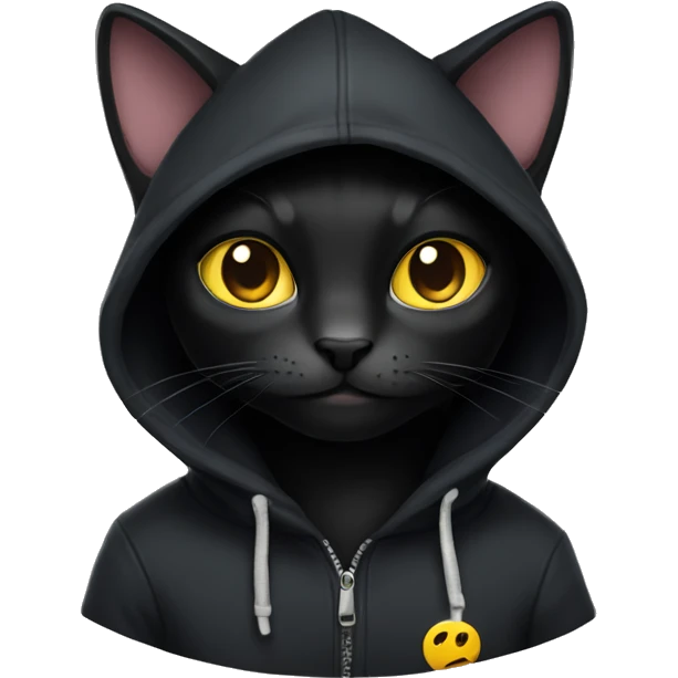Black Cat wearing a hoodie emoji