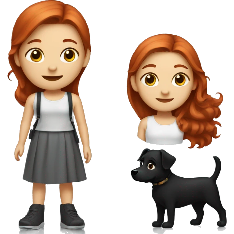 redhead girl with a black dog emoji