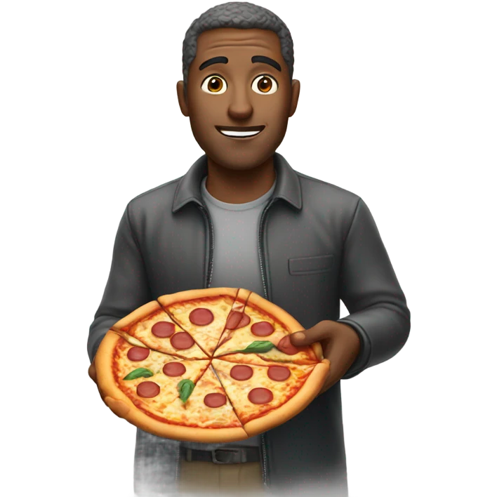 Man closup with pizza emoji