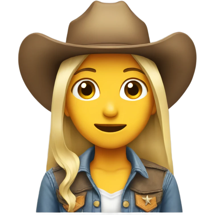 Girl with cowboy hat spitting emoji