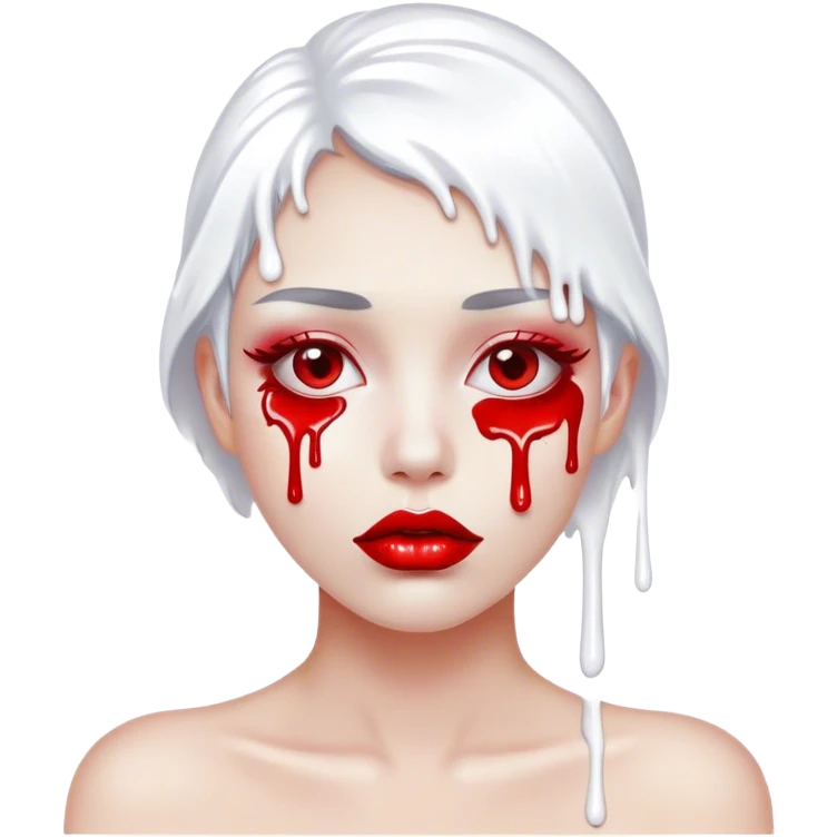 White paint dripping from red glittery lips emoji