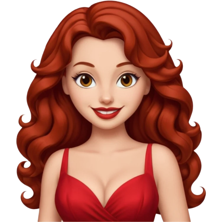 Jessica rabbit, but with Brown hair . Hair is curly, brown and long  emoji