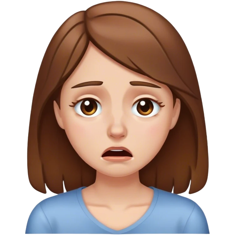 A white girl with brown hair, crying emoji