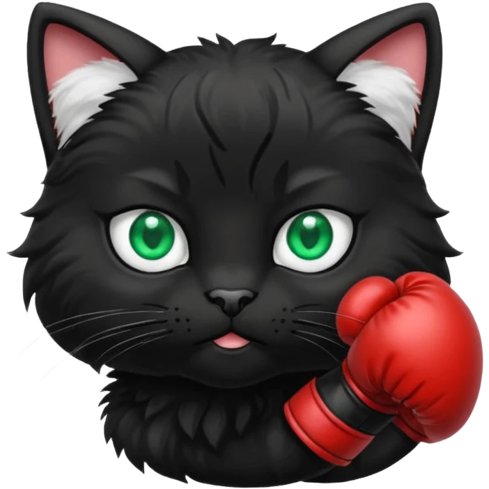 Black cat wearing boxing gloves emoji