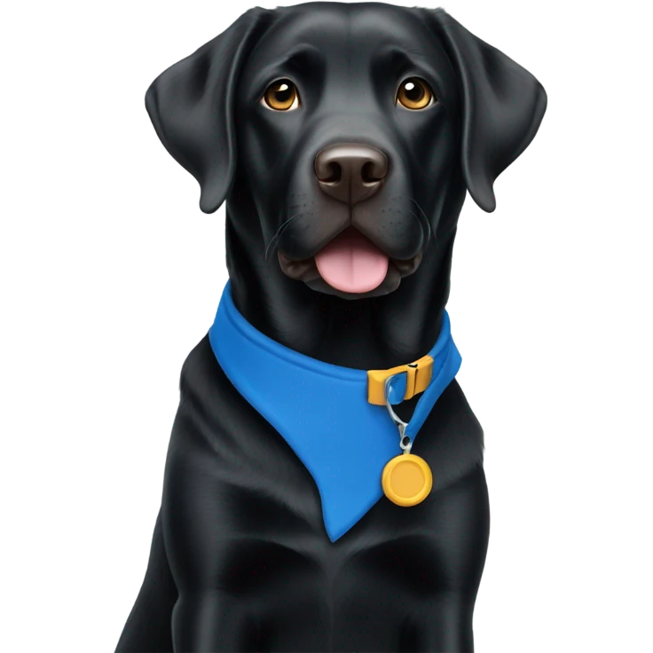 2 year old black Labrador with blue collar emoji