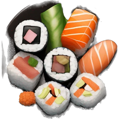 make a plate with sushi on it but there’s also a scoop of chocolate ice cream emoji
