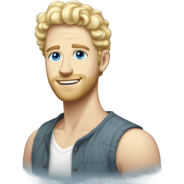 full body light curl blonde 30yo man blue eyed pale skin emoji