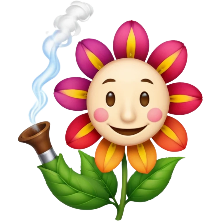 smiling flower smoking a pipe emoji
