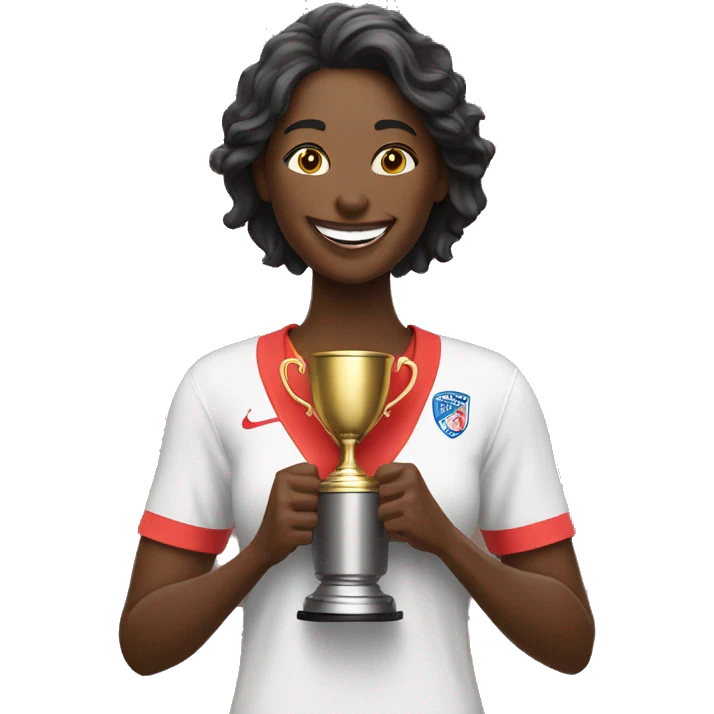 happy woman with champion cup emoji