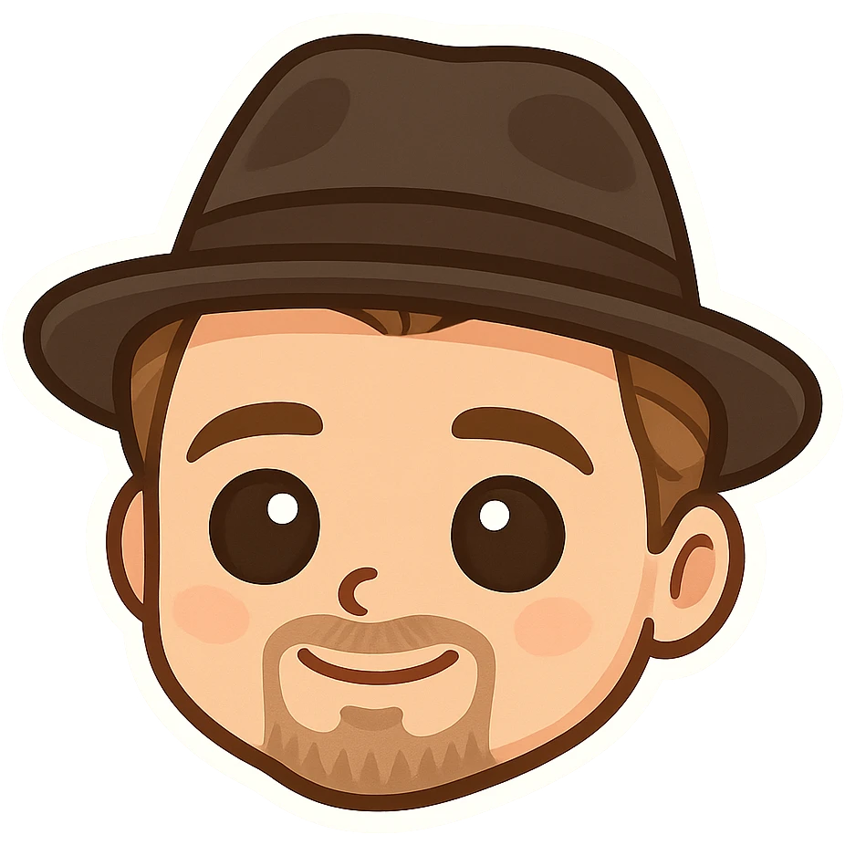 adorable chibi cartoon face of Leonardo DiCaprio wearing a fedora, simple emoji style, big eyes, cute and simplified emoji