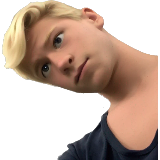 confident blonde boy meme stare emoji