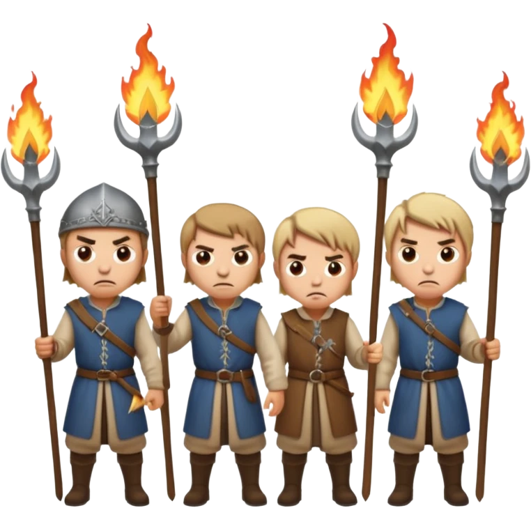 les villagois avec des fourches ou des torches sapé en moyen age emoji