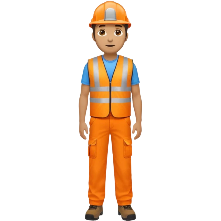 man in orange hi vis vest and chinos, no helmet, standing full body emoji