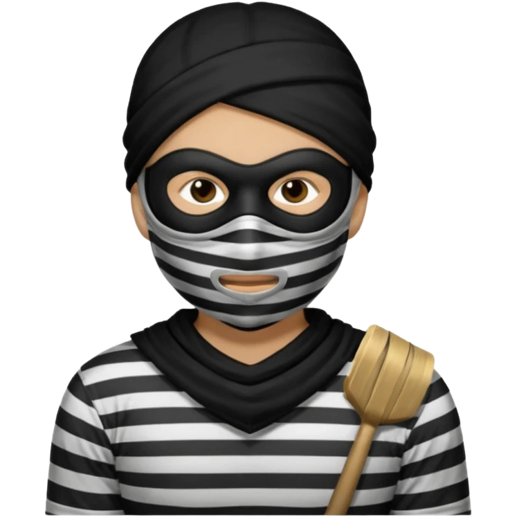 thief, with stripped shirt, facemask, thief mask. emoji