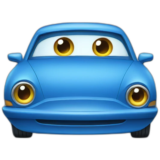 blue car with eyes emoji