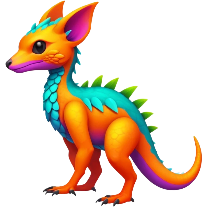 Exotic Tropical futuristic lush warm-colored neon-colored Fakémon-Trico-creature (full body) emoji