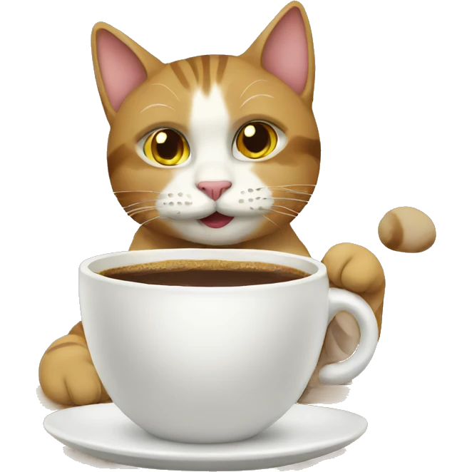 Cat drinking coffee emoji