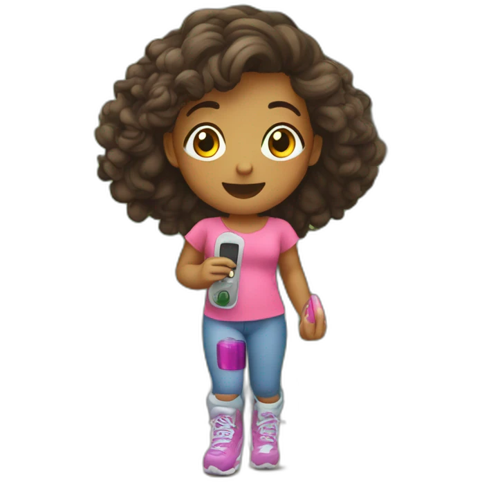 A kid using her insulin pump while playing in a park emoji