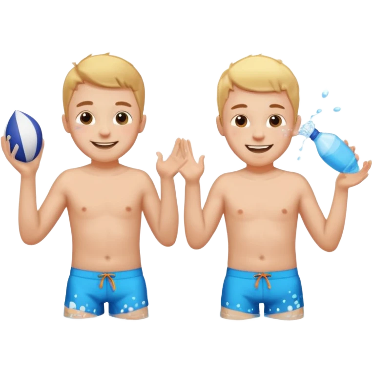two brothers playing in a pool emoji