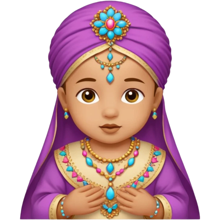  baby, dressed in colorful ghalibiya with delicate decorations emoji