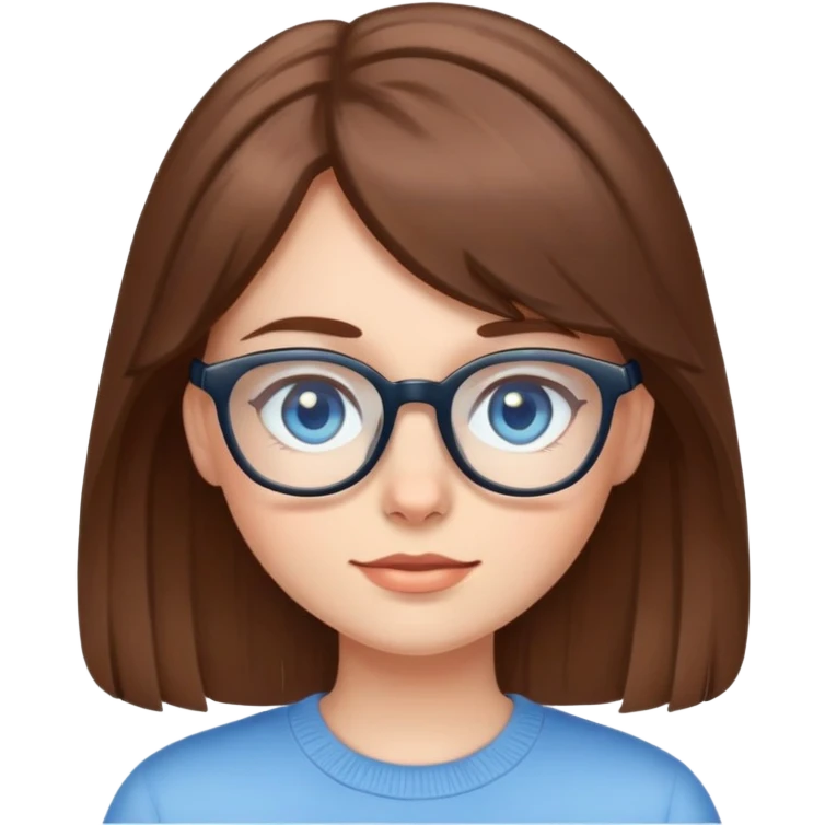 Brown hair blue eyed girl with glasses  emoji